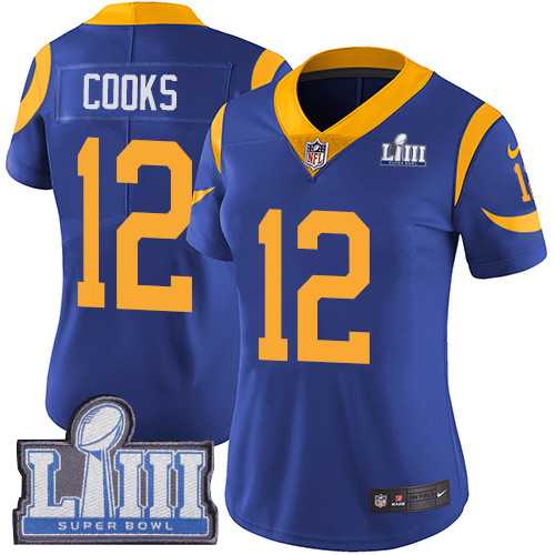 Women Nike Rams 12 Brandin Cooks Royal 2019 Super Bowl LIII Vapor Untouchable Limited Jersey,We sell and wholesale Women Nike Rams 12 Brandin Cooks Royal 2019 Super Bowl LIII Vapor Untouchable Limited Jersey on line form chian!